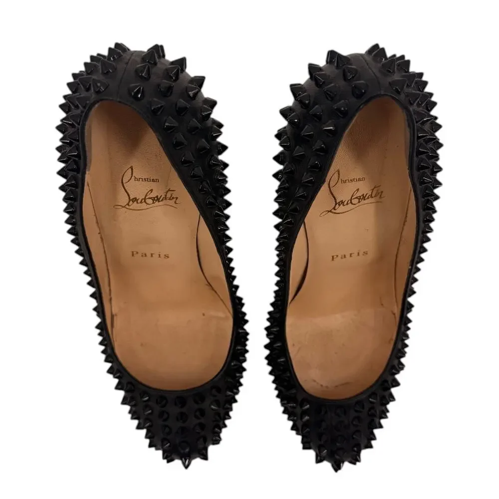 Christian Louboutin Leather Alti Spikes Platform Pumps Black Women's Size 38.5